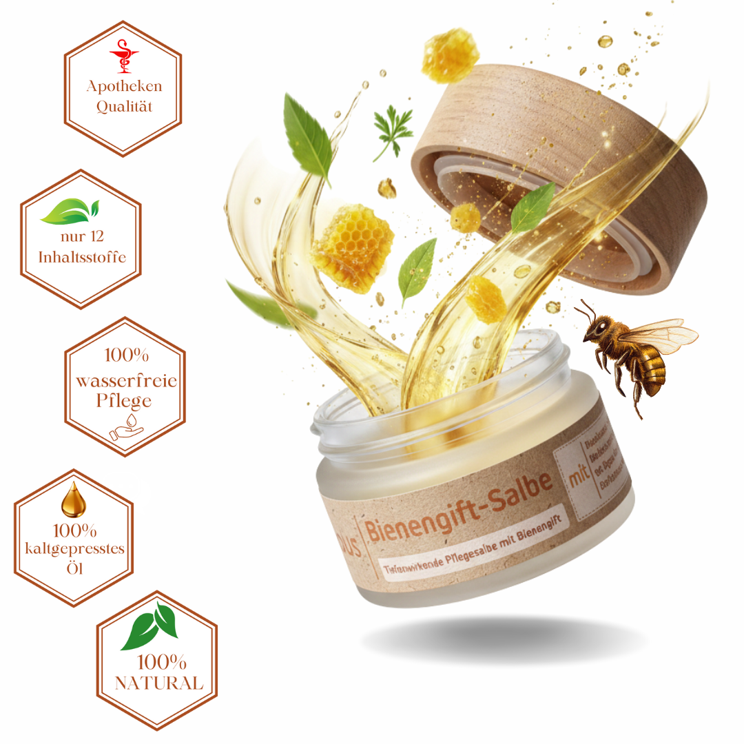Bienengiftsalbe mit Bio-Bienenwachs und Bio-Ölen, plastikfrei